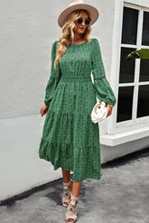 Vestido maxi floral de manga larga en forma de A